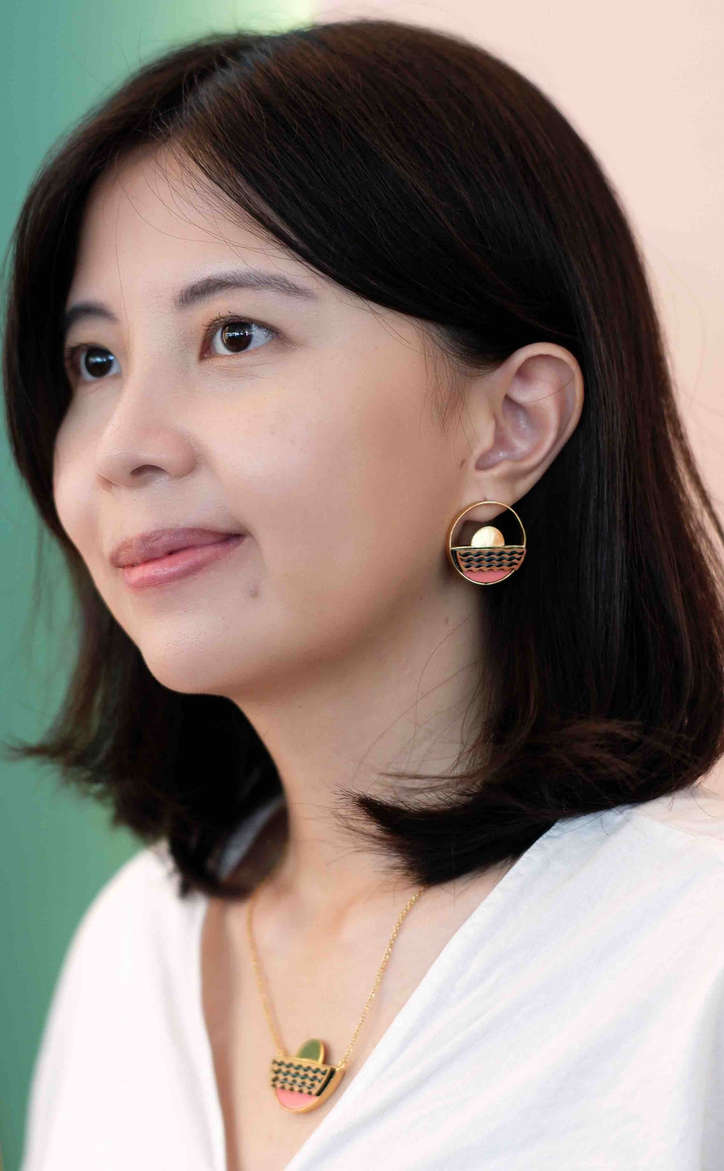 Sunset Recycled Wood Gold Earrings