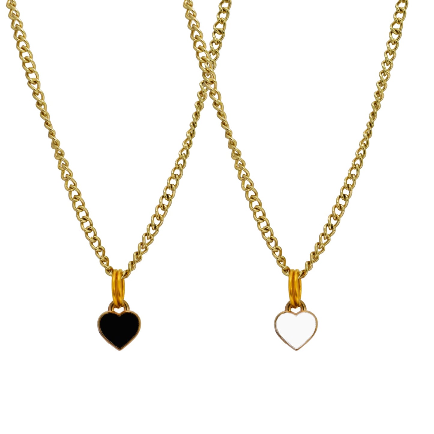 Black heart enamel minimalist huggie necklace | by Ifemi Jewels