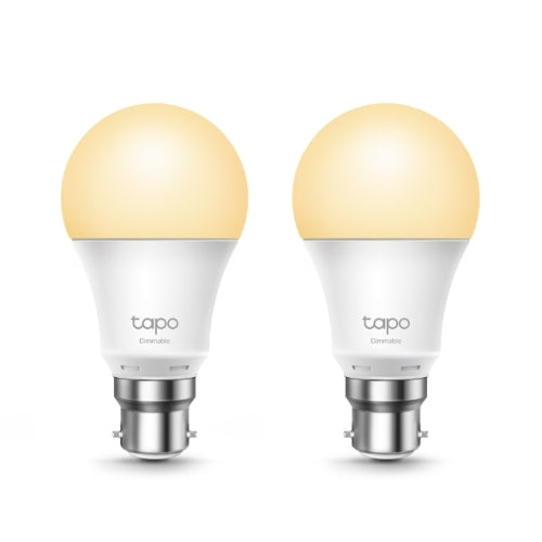 TP-LINK (TAPO L510B 2-Pack) Wi-Fi LED Smart Light Bulb, Dimmable, Schedule, App/Voice Control, Bayonet Fitting