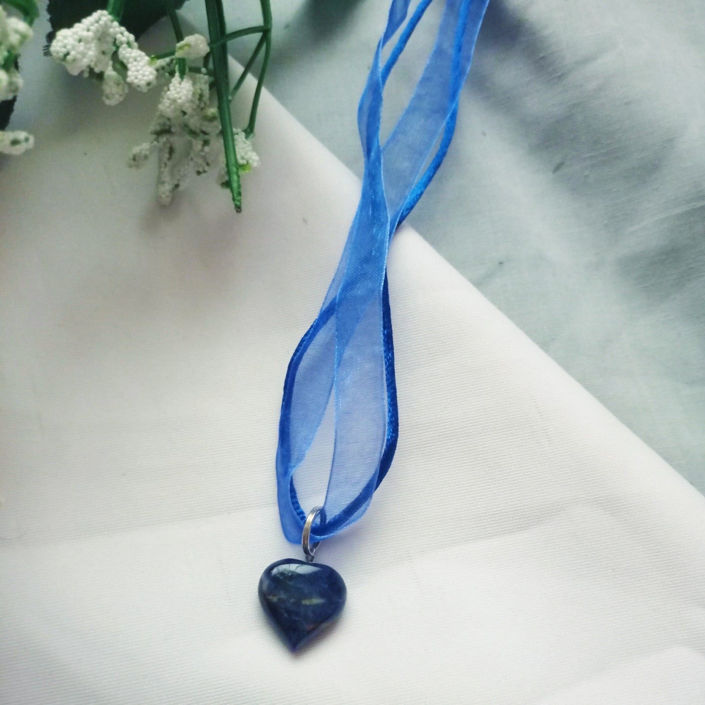 Sodalite Necklace, Blue Necklace, Heart Necklace, Sodalite Gemstone | by nlanlaVictory