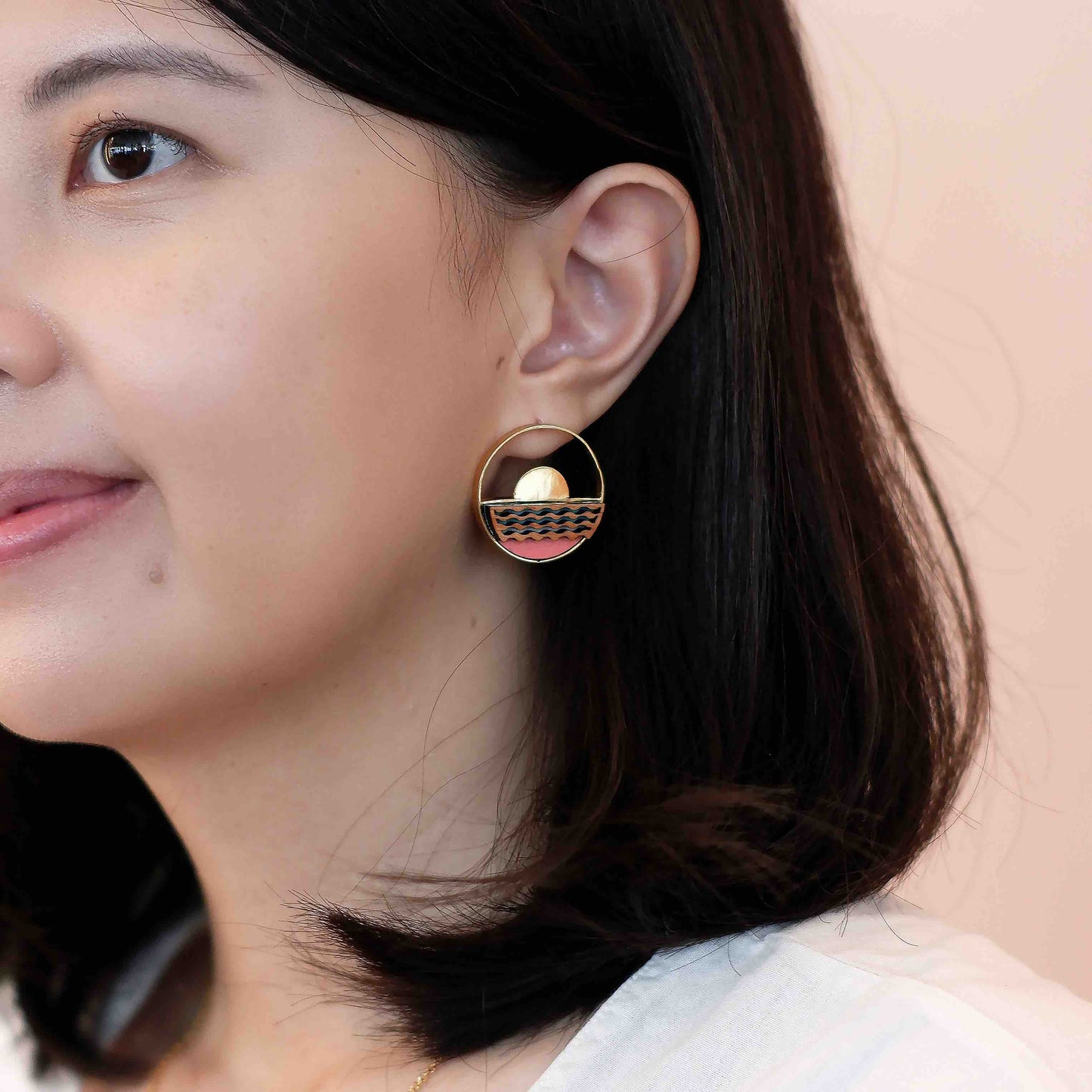 Sunset Recycled Wood Gold Earrings