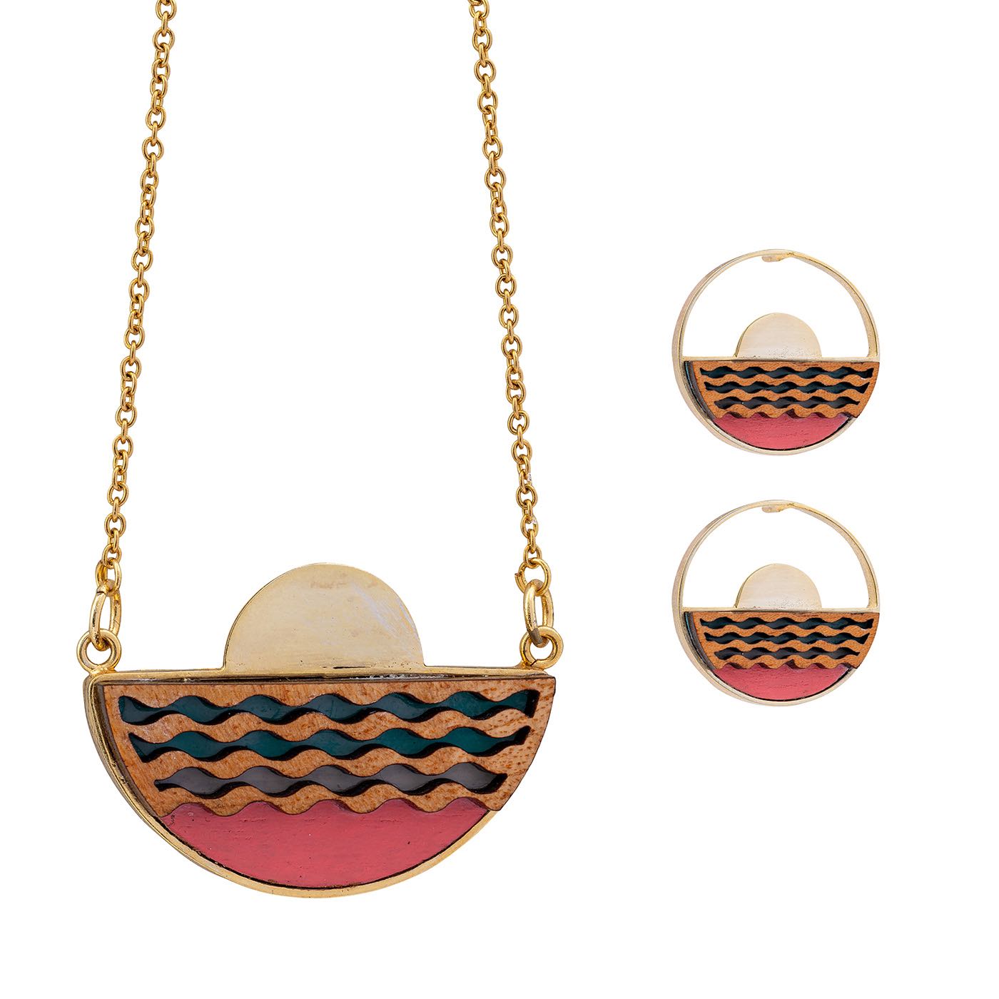 Sunset Recycled Wood Gold Earrings