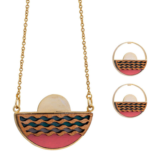 Sunset Recycled Wood Gold Earrings