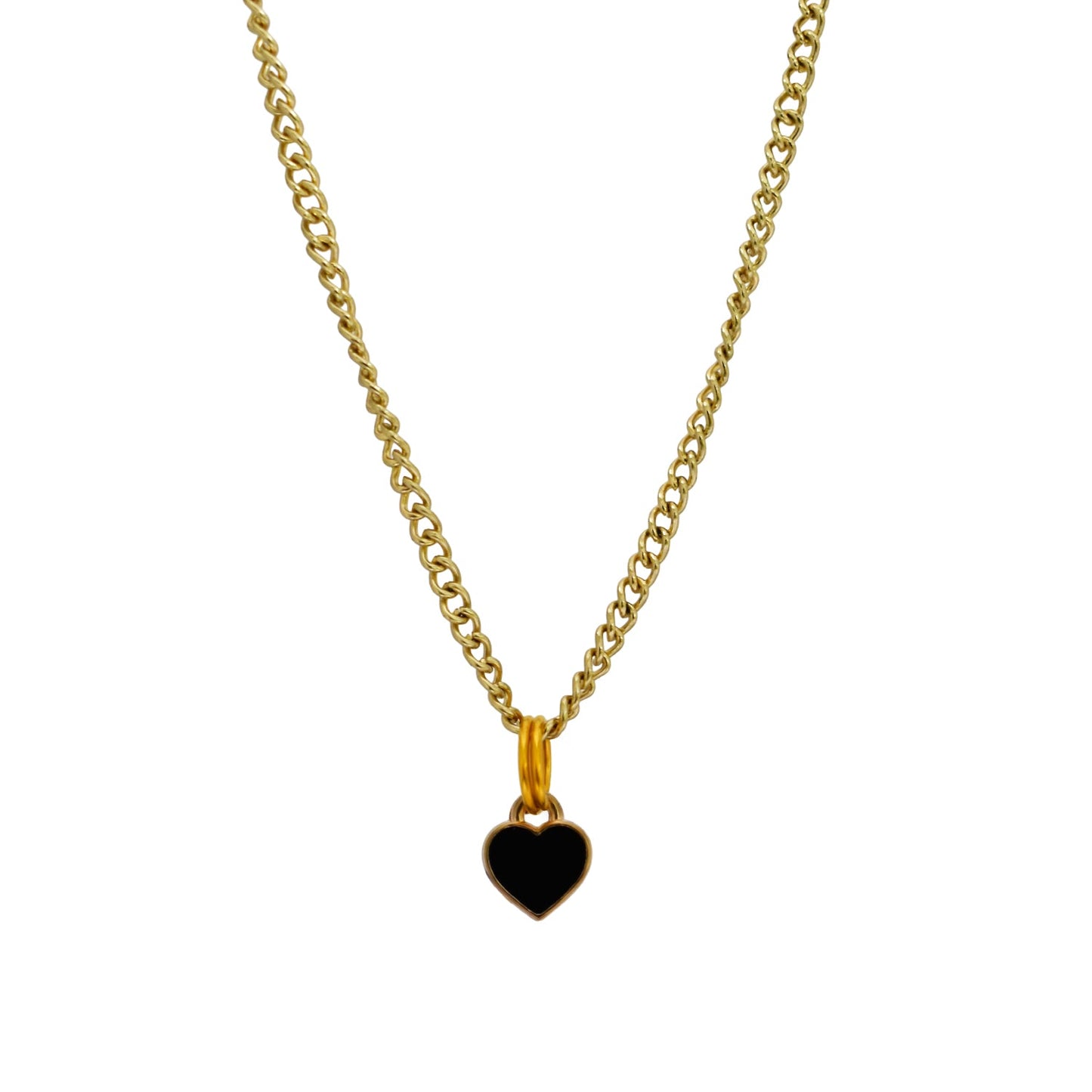 Black heart enamel minimalist huggie necklace | by Ifemi Jewels